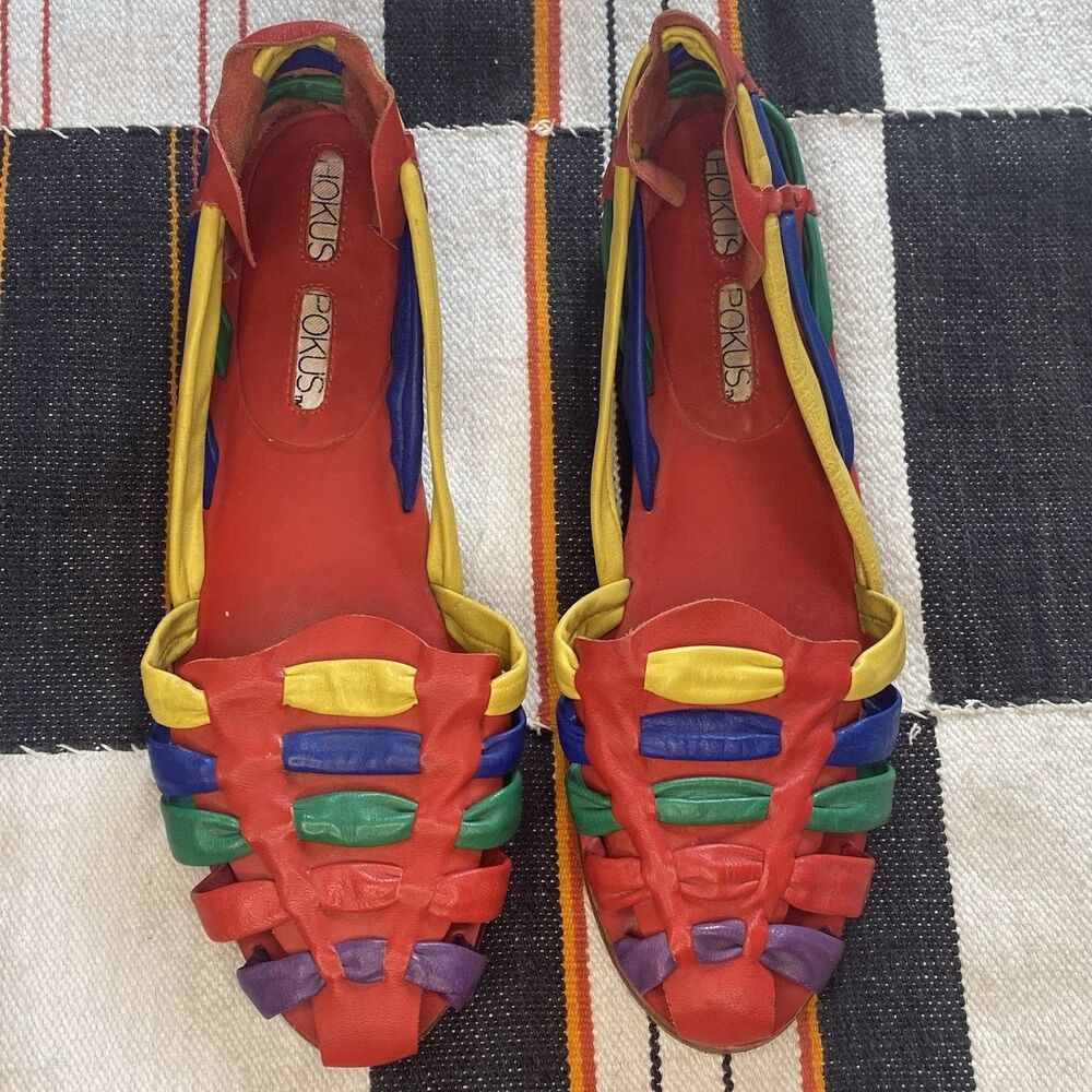 Vintage Hokus Pokus Leather Slip On Sandals. Rare. Size 8 M. Made In Brazil. - Picture 6 of 8